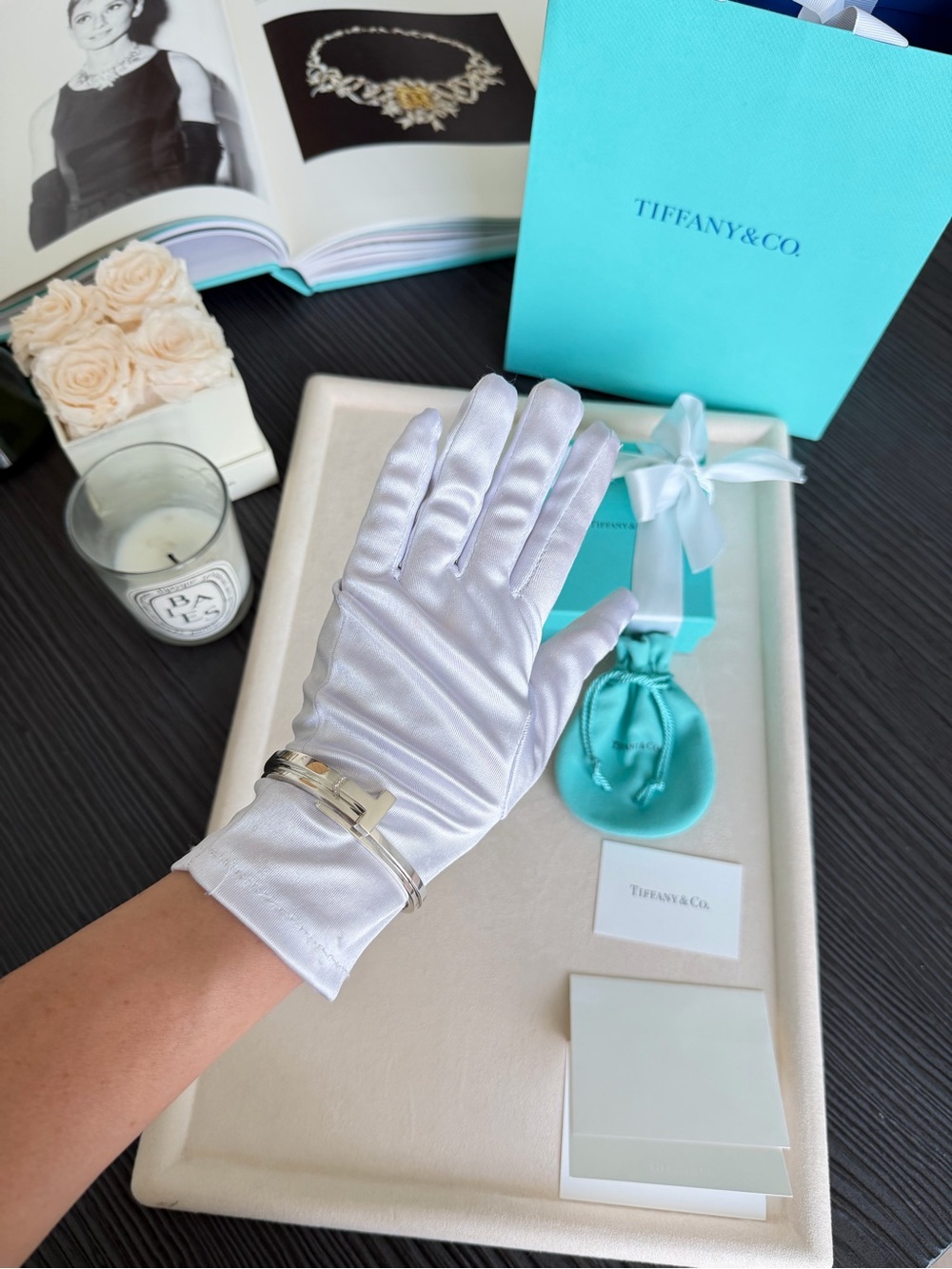 Tiffany & Co. T Diamond Square Wrap Bracelet Sterling Silver Hinged Bangle $2200